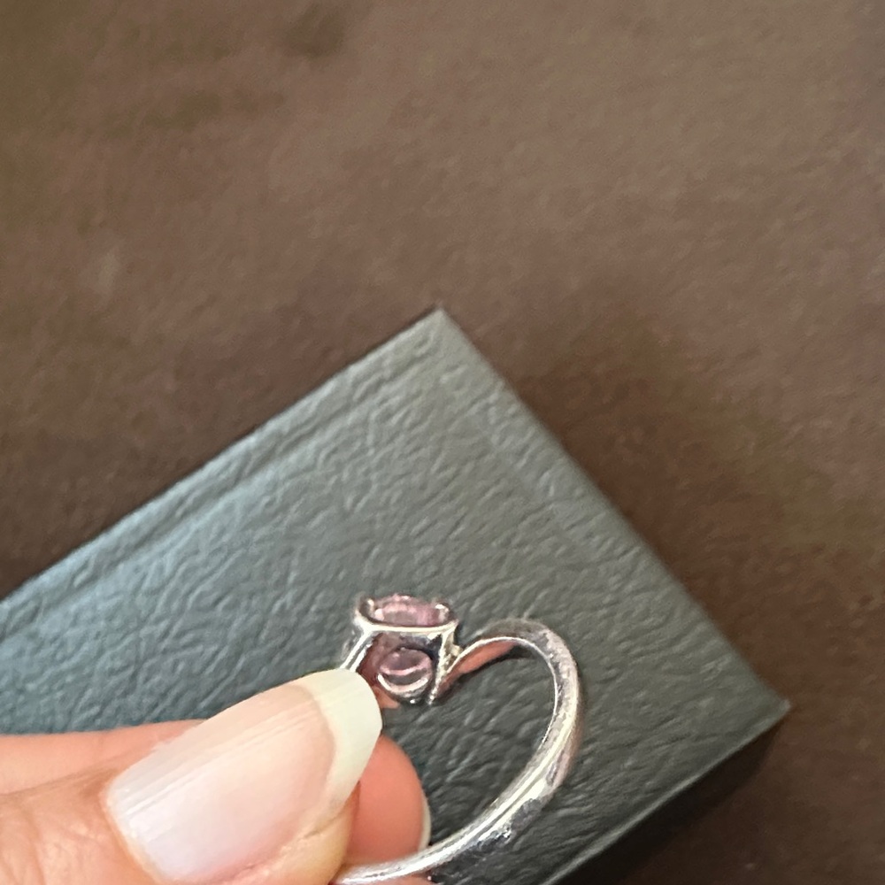 Chic Silver Ring With Pink Gemstone - image 7